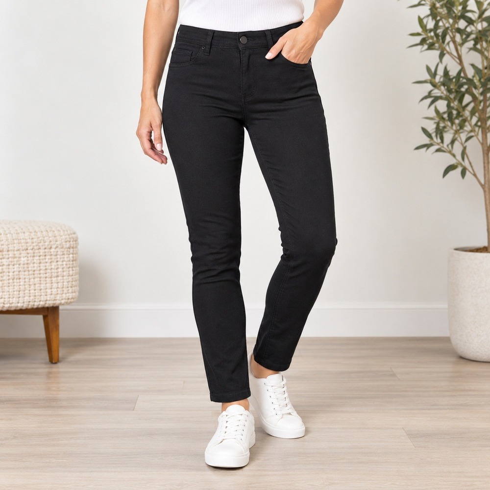 Labijou Women's M Black Stretch Skinny Pants Rayon Nylon Spandex